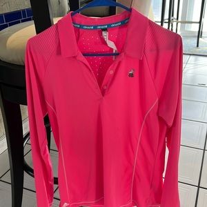Climachill long sleeve, golf polo, size medium color, hot pink brand Adidas